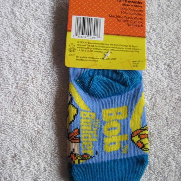 Bob The Builder 1 Pair 6 - 12 - 18 Months Baby Infant Socks Tools Construction - Picture 7 of 16